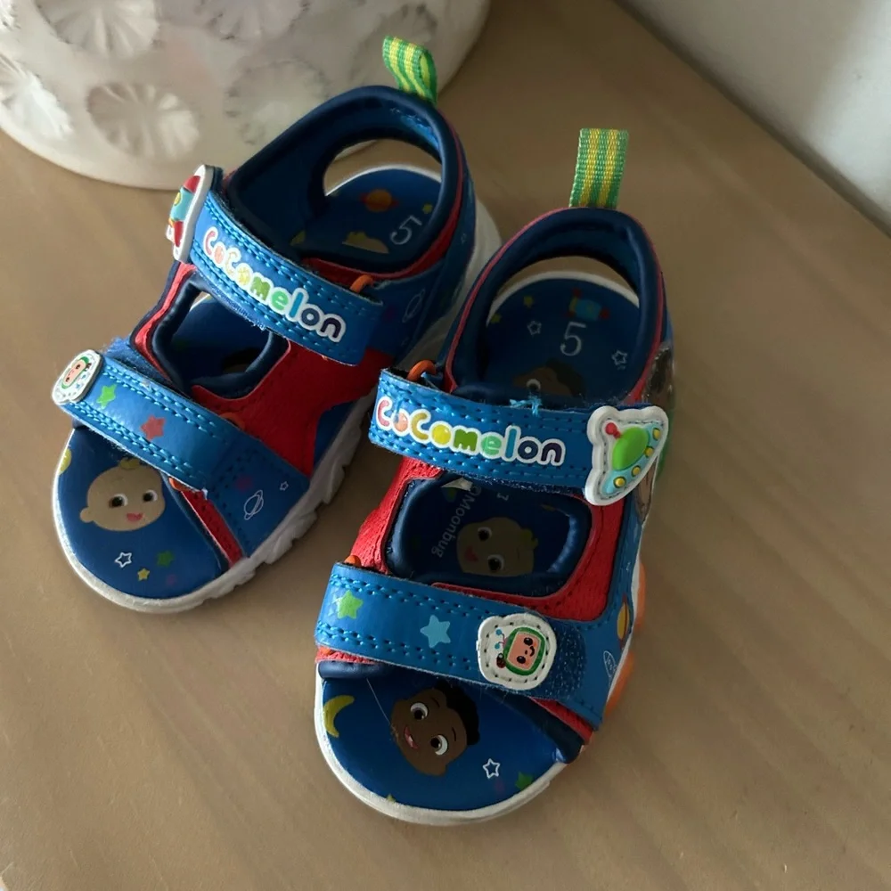 Cocomelon Kids Size 5 Colorful Velcro Sandals with Cartoon Characters